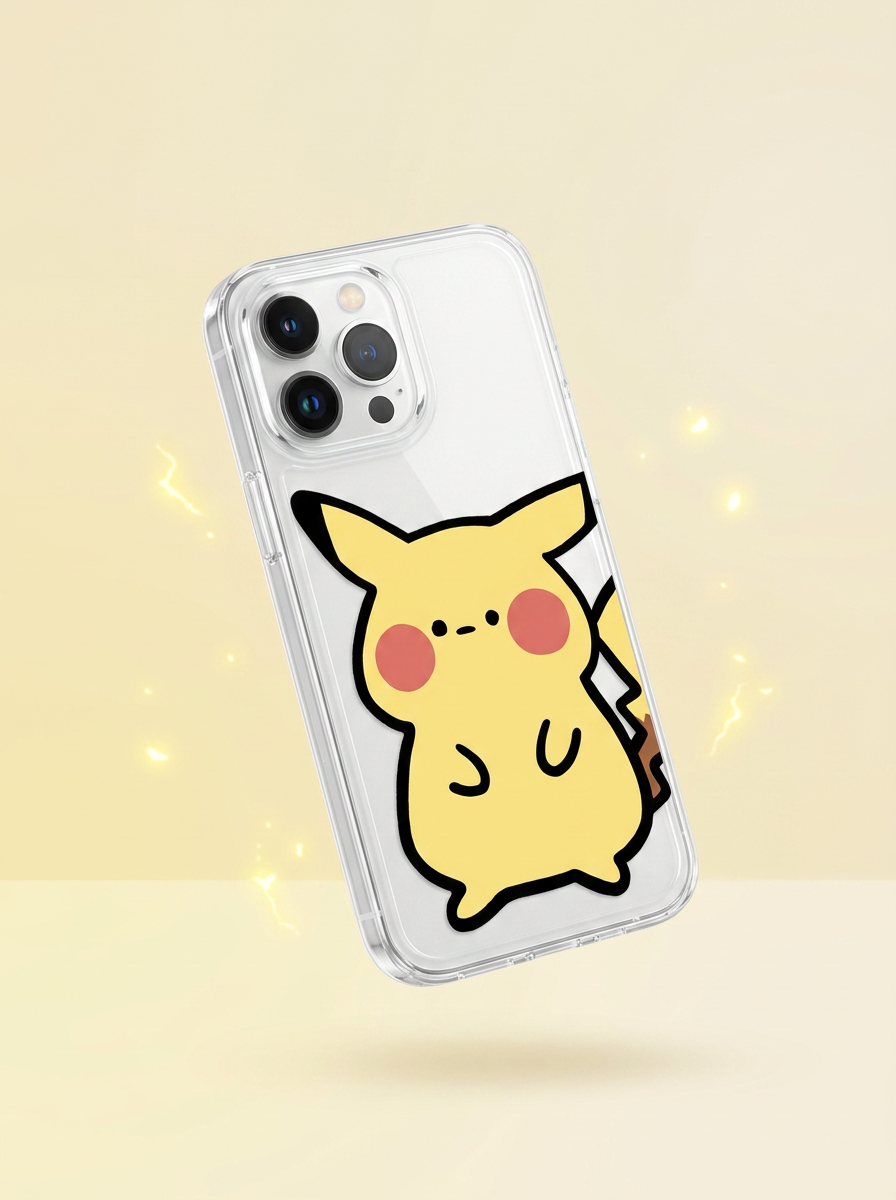 Pokemon Doodle Pikachu/Squirtle Clear Phone Case - Image 2